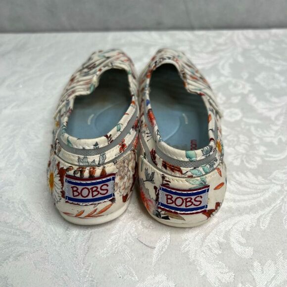 Skechers BOBS Memory Foam White Floral Mesh Slip On Women's 5.5 - Picture 5 of 8